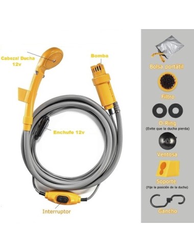 Ducha 12v portátil con Bomba de Agua Con Envío Gratis para Camper Caravana autocaravana Camping.