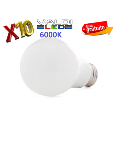 Pack 10 Bombillas LED E27 9W 6000ºK con Envío Gratis.