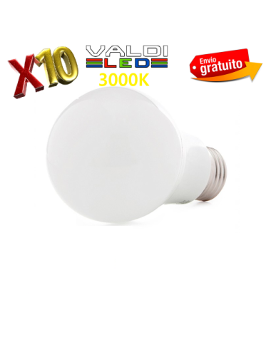 Pack 10 Bombillas LED E27 9W 3000ºK con Envío Gratis.