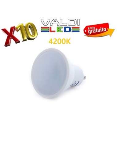 Pack 10 Bombillas LED GU10 6W 4200ºK con Envío Gratis.
