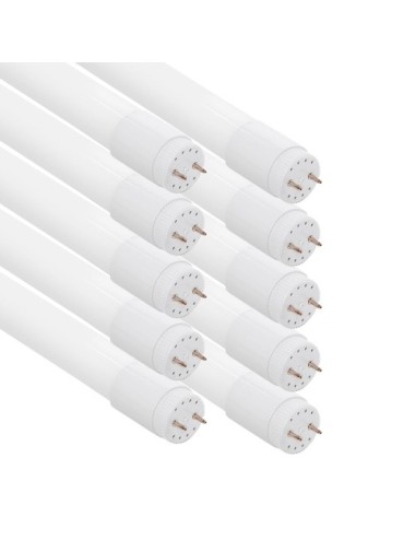 Pack de 10 Tubos Led T8 120cm 18W de Cristal 6000k con Conexión un Lateral y Envío Gratis.