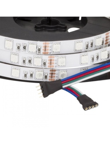 Tira de 300 LEDs 72W SMD5050 12VDC IP33 Multicolor RGB Transformador/Controlador x5M y Envío Gratis.