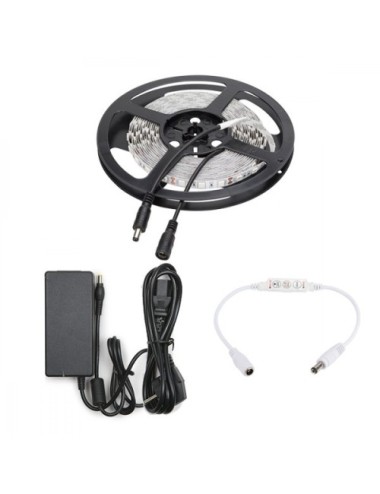 Tira de 300 LEDs 72W SMD5050 12VDC Rojo Transformador/Dimmer x5M y Envío Gratis