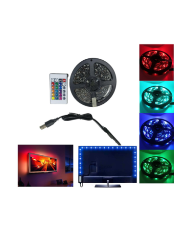 Kit Tira LED USB para TV 4 x 0,5M RGB Mando a Distancia y Envío Gratis