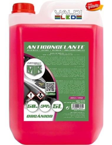 Anticongelante 50% Orgánico, Rosa, 5 Litros y Envío Gratis