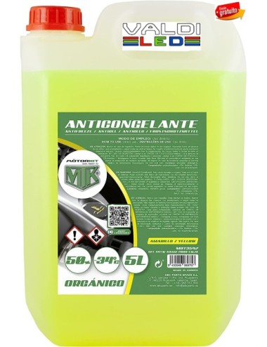 Anticongelante 50% Orgánico, Amarillo, 5 Litros y Envío Gratis