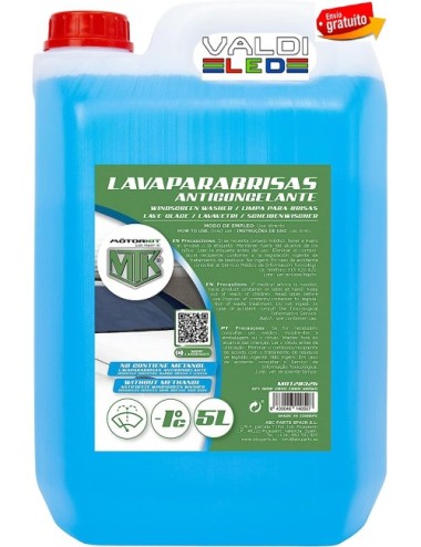 Lavaparabrisas anticongelante, Apto para Clima de hasta-10 Grados C, 5L (sin metanol) y Envío Gratis.