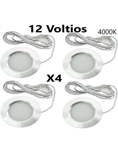 Pack 4 Placas Led a 12v 3w 4000k empotrar Con Envío Gratis, para Caravana, Camper, Autocaravana o instalaciones a 12v