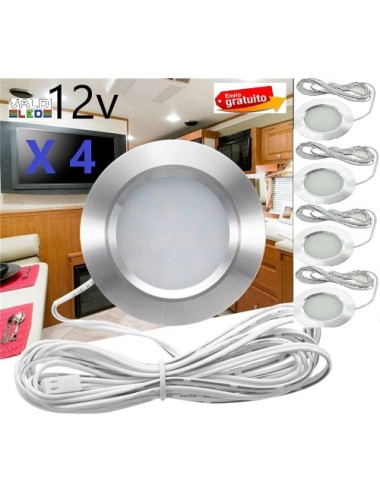 Pack 4 Placas Led a 12v 3w 3000k empotrar Con Envío Gratis, para Caravana, Camper, Autocaravana o instalaciones a 12v