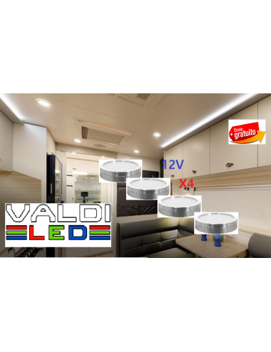 Pack de 4 Focos 3w de superficie leds a 12v de 55x9mm 4000k Con Envío Gratis.