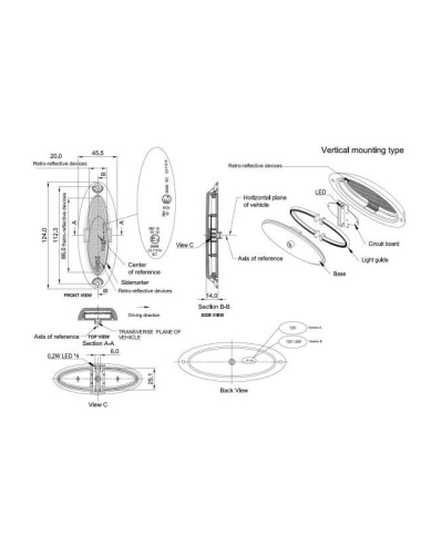 luz galibo lateral autocaravana Giottiline Siena, Therry, etc. con Envió Gratis