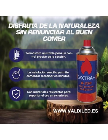 Cocina Hornillo portátil +2 Cartuchos de gas + Maletín y Envío Gratis.