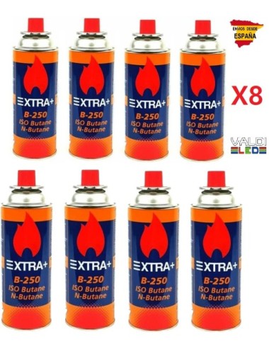 Pack de 8 Bombonas Gas de 227Gr Con Envío Gratis, Extra+.