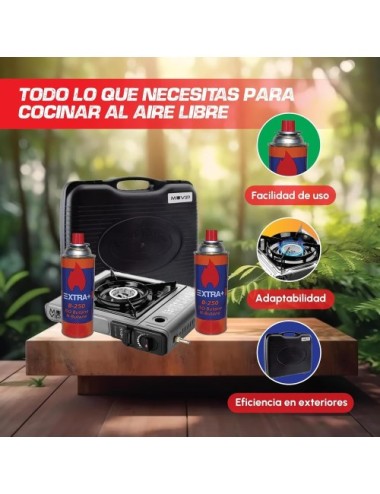 Cocina Hornillo portátil Extra+ dual + 2 botellas de gas + Maletín y Envío Gratis.