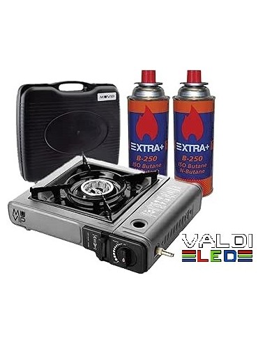 Cocina Hornillo portátil Extra+ dual + 2 botellas de gas + Maletín y Envío Gratis.