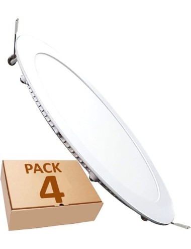 Pack 4 Placas LED 18W 1409Lm 6000ºK Circular para empotrar de 225mm con Envío Gratis.