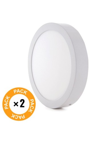 Pack 2 Plafones Superficie Led 18W 6000ºK Circular de 210mmx27 con Envío Gratis.