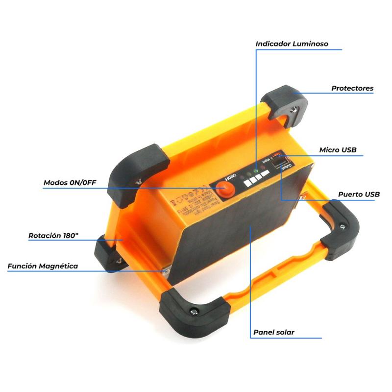 Foco led portátil con batería y base magnética